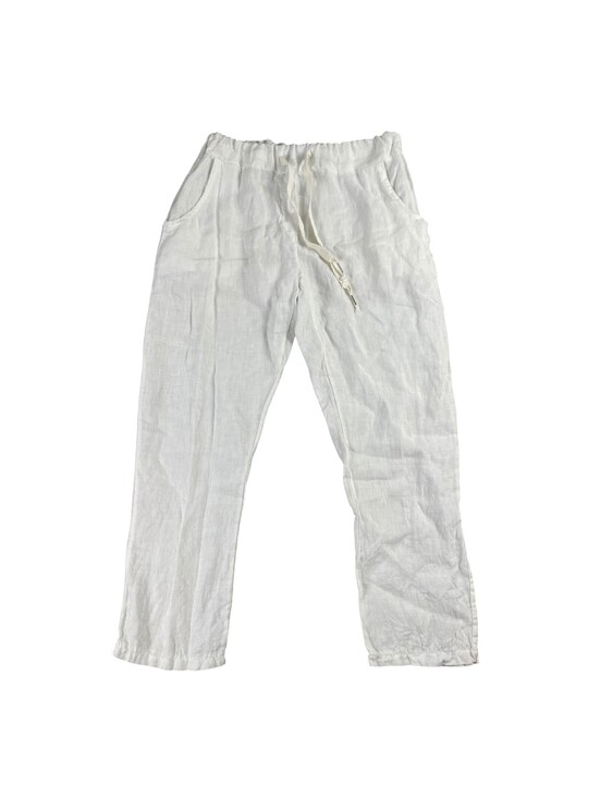 Pants - Women's 10 - Italian Made 100% White Linen Pants Drawstring ( 30 x 28 )